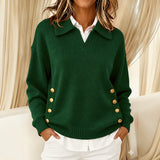 Jackie collared V neck sweater in Green, view 7
