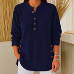 Judy button henley tunic sweater in Navy, view 4