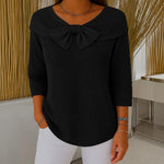 Laurie bow neck ribbed sweater in Black, view 6