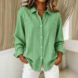 Lois striped button down shirt in Green, view 2