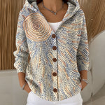 Luann hooded print button cardigan in Light Yellow, view 7