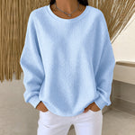 Raelynn classic waffle knit sweater in Sky Blue, view 10