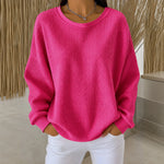 Raelynn classic waffle knit sweater in Fuchsia, view 2