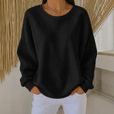 Raelynn classic waffle knit sweater in Black, view 4