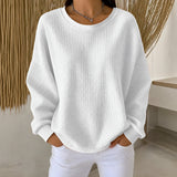 Raelynn classic waffle knit sweater in White, view 5