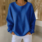 Raelynn classic waffle knit sweater in Blue, view 6