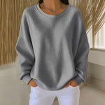 Raelynn classic waffle knit sweater in Gray, view 8