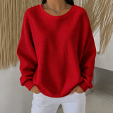 Raelynn classic waffle knit sweater in Red, view 9