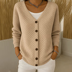 Sheila quilted button front cardigan in Khaki, view 3