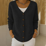 Sheila quilted button front cardigan in Black, view 6