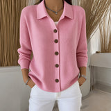 Christy collared button front cardigan in Pink, view 2