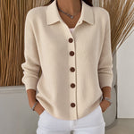 Christy collared button front cardigan in Apricot, view 4