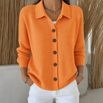 Christy collared button front cardigan in Orange, view 5