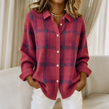 Deanna plaid knit cardigan in Pink, front view