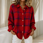 Deanna plaid knit cardigan in Red, view 3