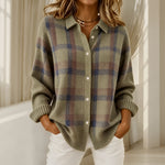 Deanna plaid knit cardigan in Brown, view 5