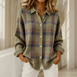 Deanna plaid knit cardigan in Brown, view 5