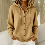Dixie hooded button cardigan in Khaki, view 3