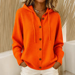 Dixie hooded button cardigan in Orange, view 4