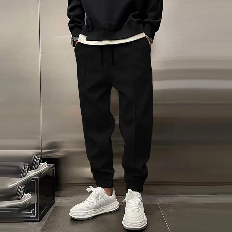 Zacharie men's brushed cuffed joggers in Black, view 4
