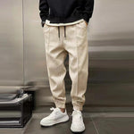 Zacharie men's brushed cuffed joggers in Beige, view 12