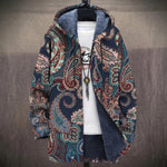 Ruth paisley print hooded fleece lined jacket, front view