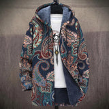Ruth paisley print hooded fleece lined jacket, front view
