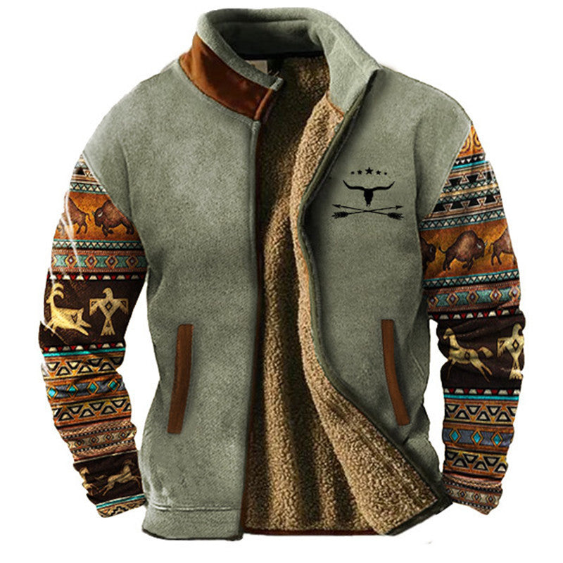Dale | Fleece Jacket with Patterned Sleeves