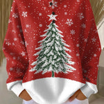 Sadie red Christmas tree waffle knit sweater, view 2