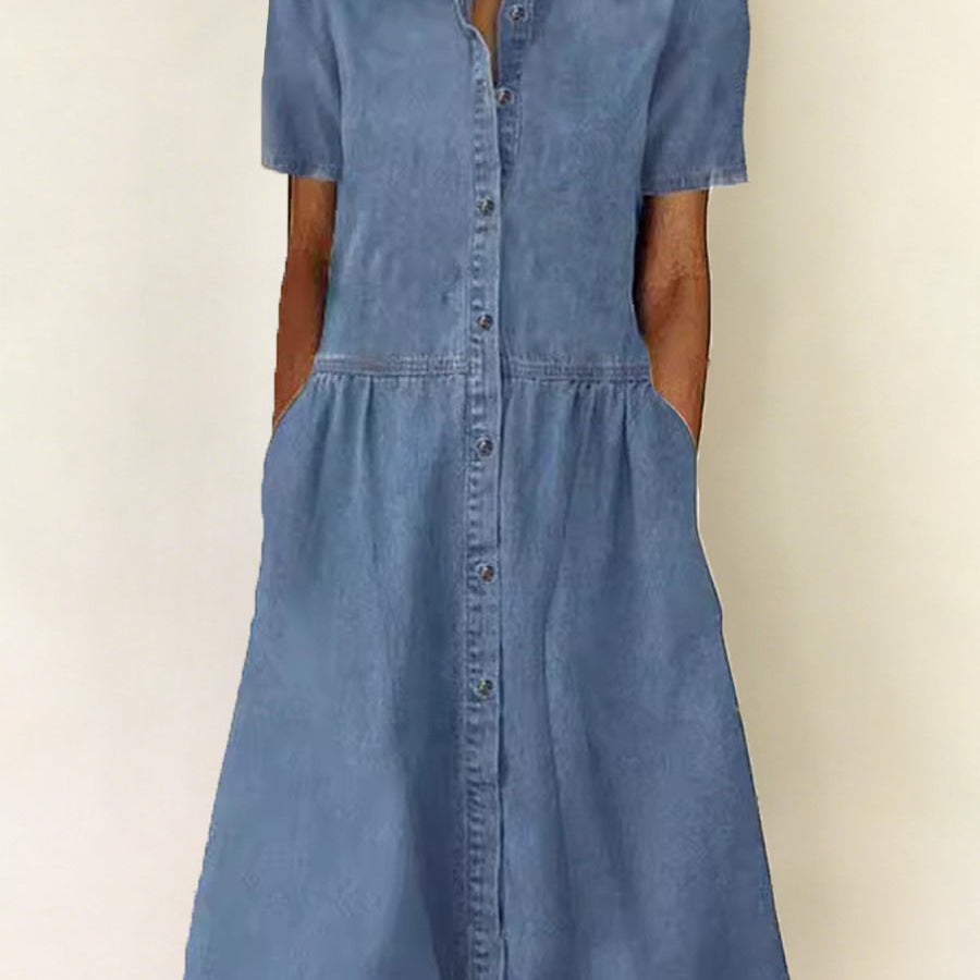 Carol | Short-Sleeve Denim Dress