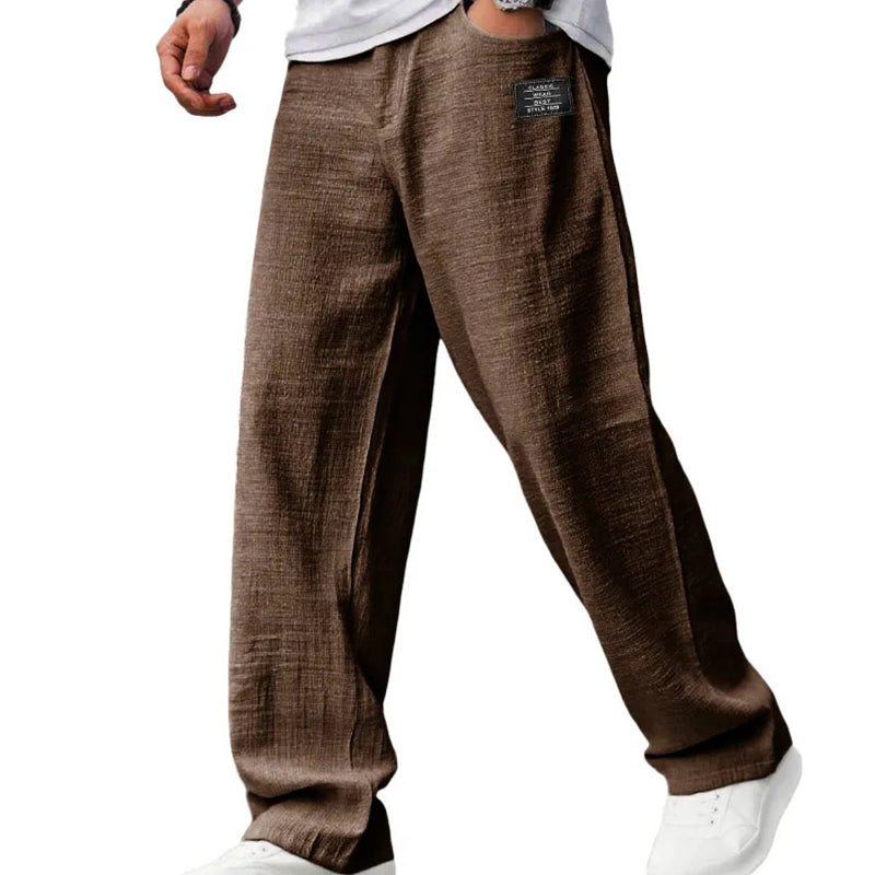 Leon men's lightweight straight leg pants in Brown, view 7