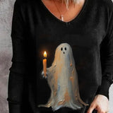 Valentina | Loose V Neck Halloween-Inspired T-Shirt