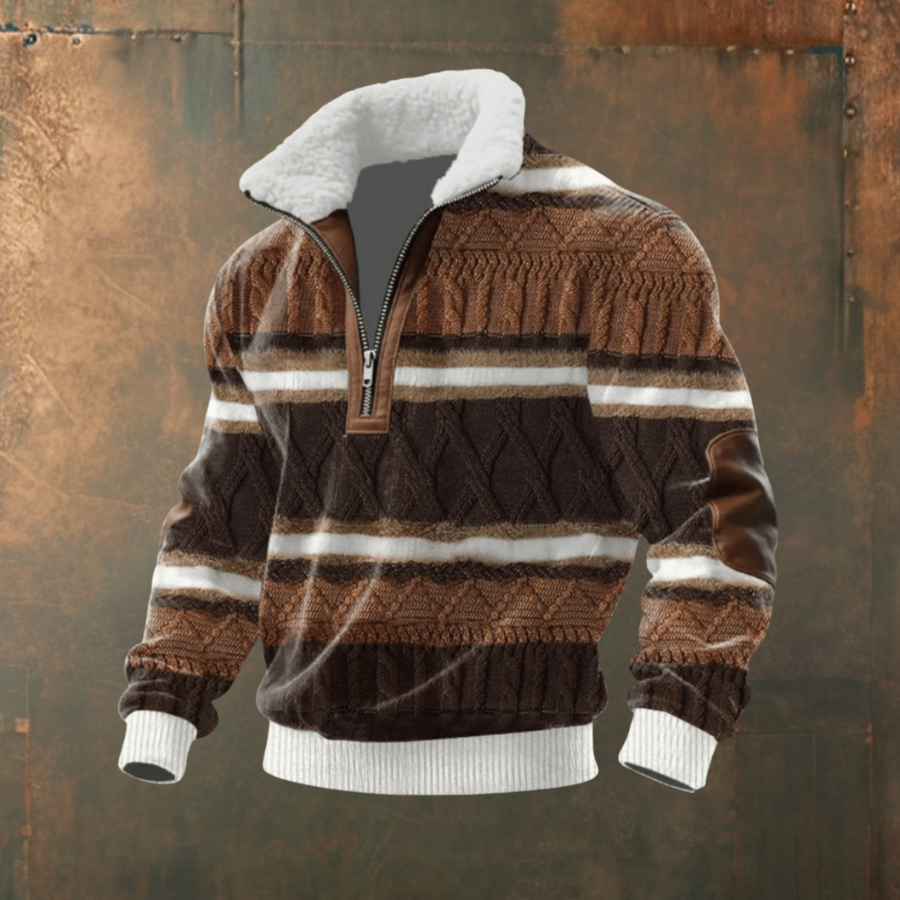 Brendan | Gray Half-Zip Sweater with Contrast Yoke