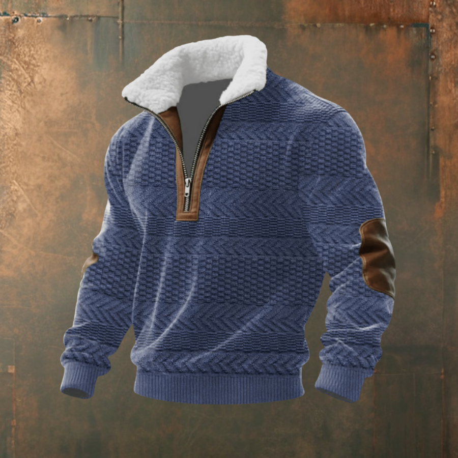 Brendan | Gray Half-Zip Sweater with Contrast Yoke