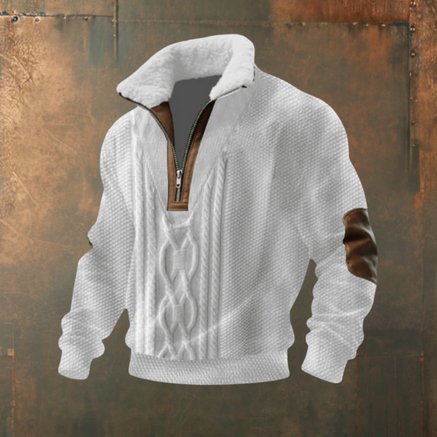 Brendan | Gray Half-Zip Sweater with Contrast Yoke