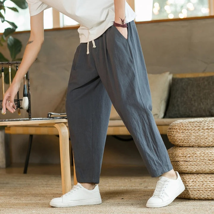 Graeme men's comfortable drawstring pants in White, view 3