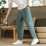 Graeme men's comfortable drawstring pants in Green, view 4