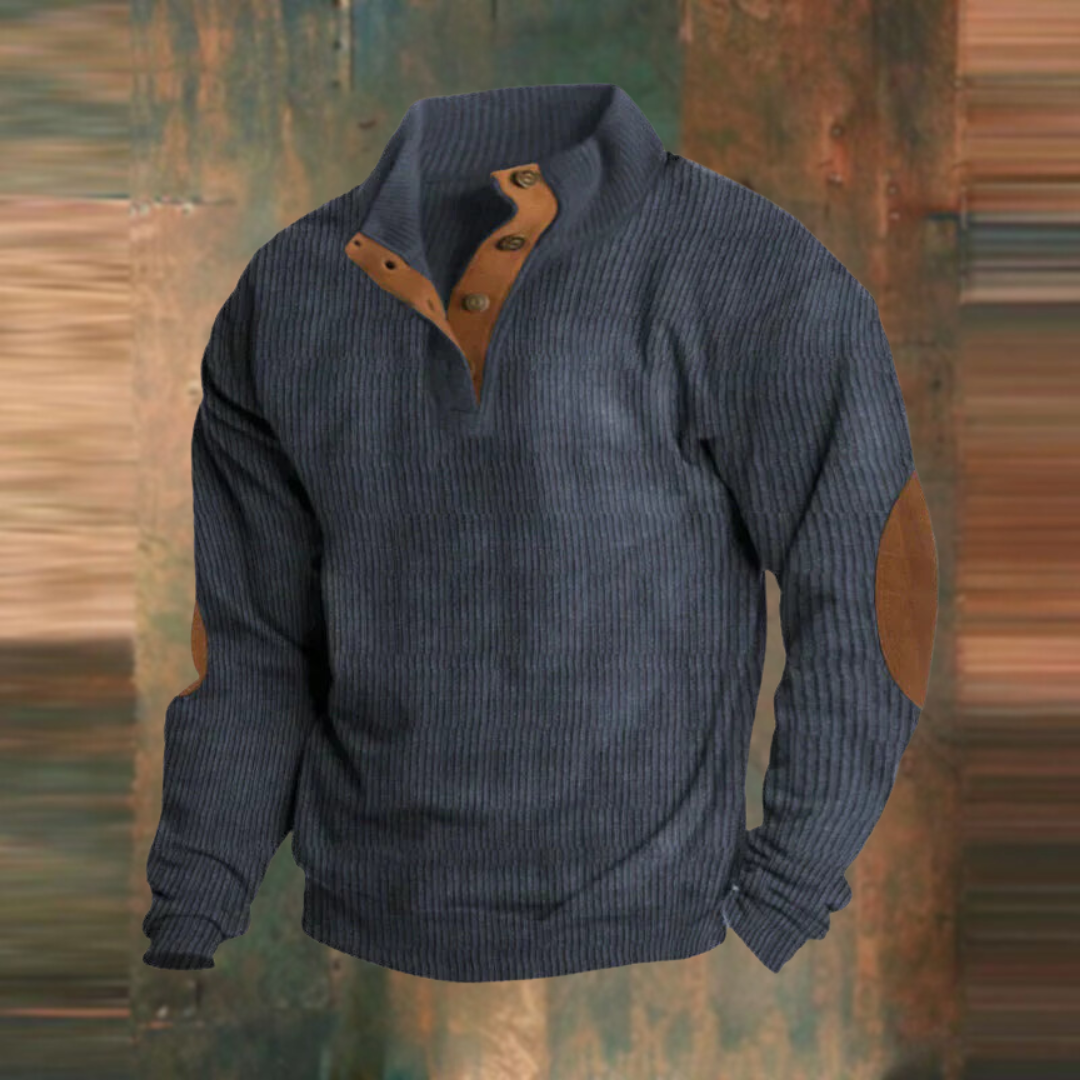 Glen | Olive Ribbed Half-Zip Sweater