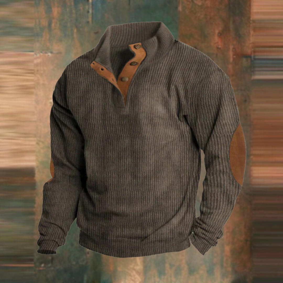 Glen | Olive Ribbed Half-Zip Sweater
