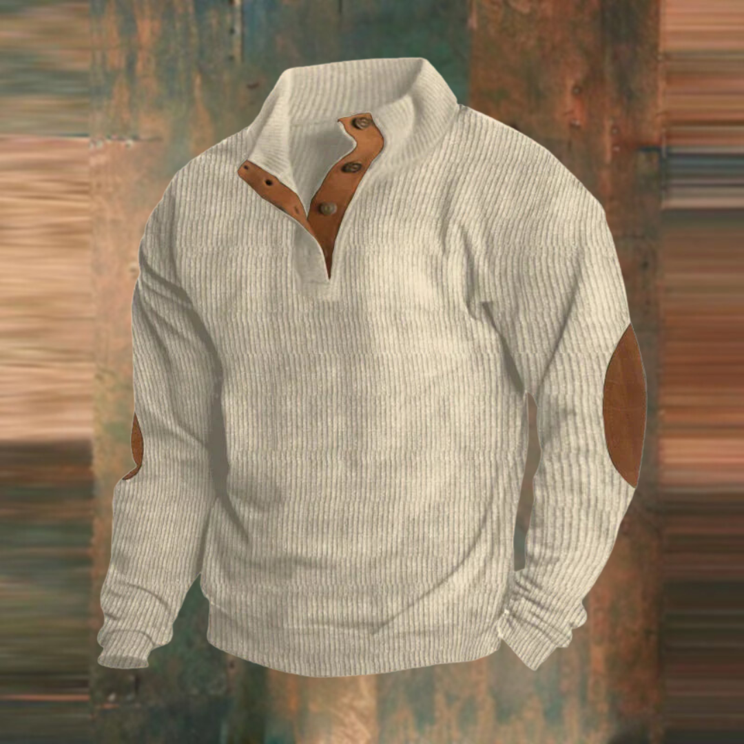 Glen | Olive Ribbed Half-Zip Sweater
