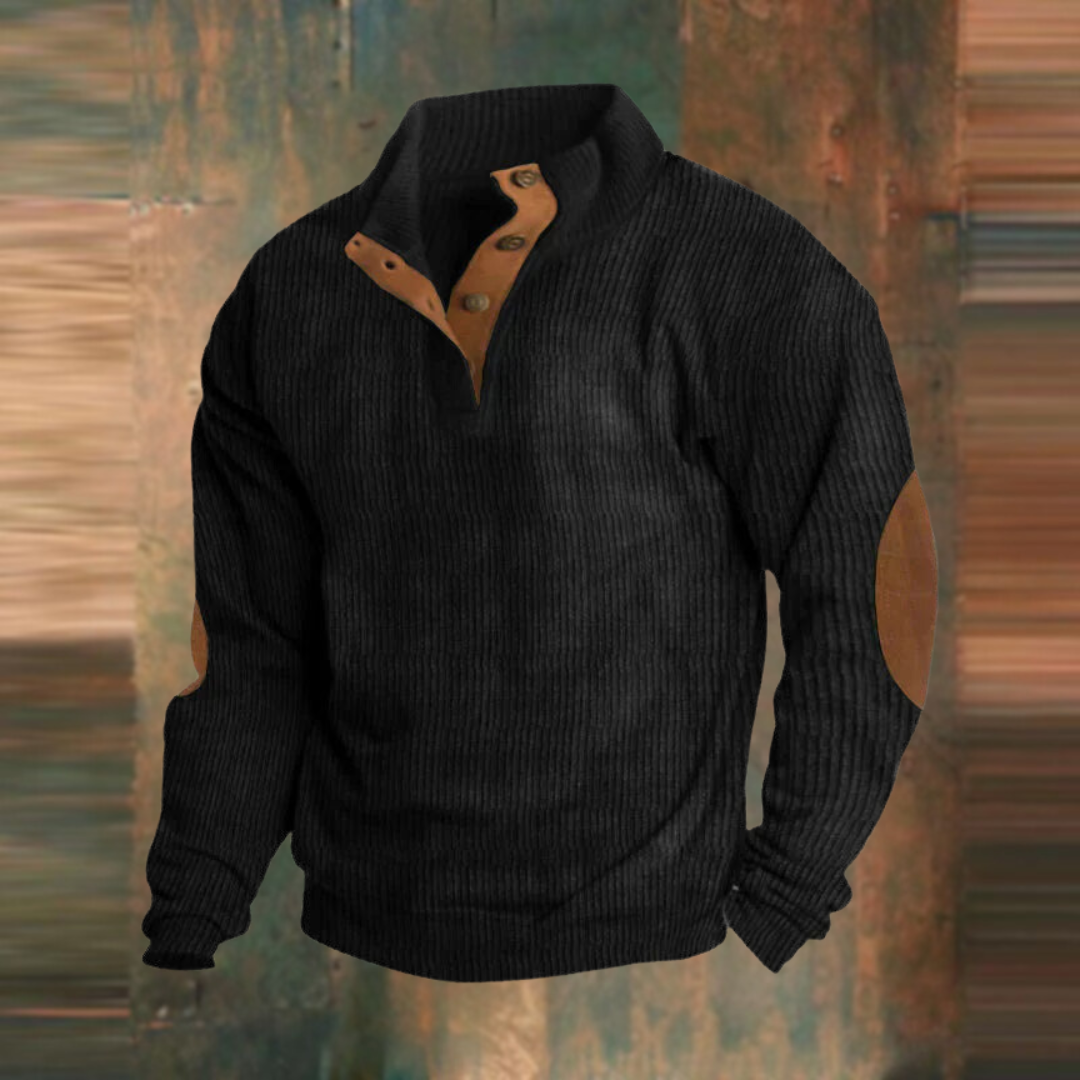 Glen | Olive Ribbed Half-Zip Sweater