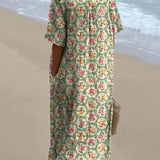 Sophie | Retro Floral Dress in Aqua Green