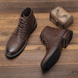 William | Brown Cap-Toe Lace-Up Boots