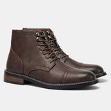 William | Brown Cap-Toe Lace-Up Boots