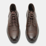 William | Brown Cap-Toe Lace-Up Boots