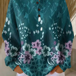 Willow turquoise floral waffle knit sweater, view 2